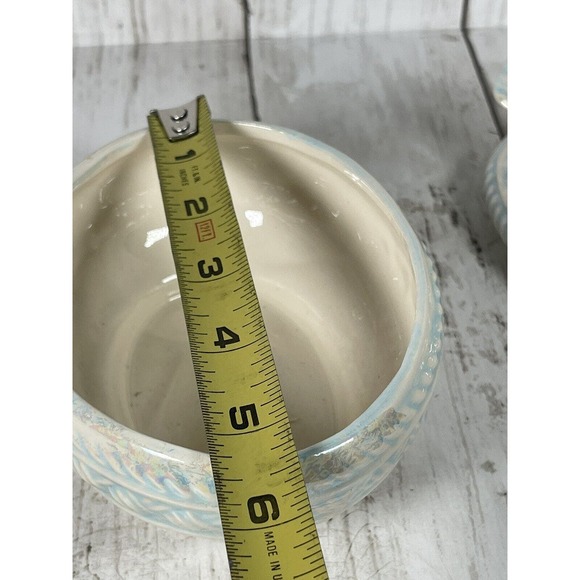 Vintage Love Birds Ceramic trinket dish with lid Handmade Blue - Picture 4 of 7